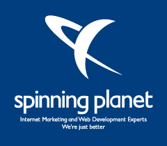 Spinning Planet Logo - Portrait on blue Spinning Planet Logo - Portrait on blue